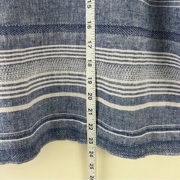 Artisan NY Linen/Cotton Blend Navy Striped Boho Short Sleeve Top - Picture 3 of 9